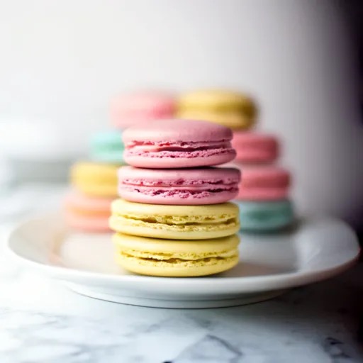 Text-to-image example of colorful macarons